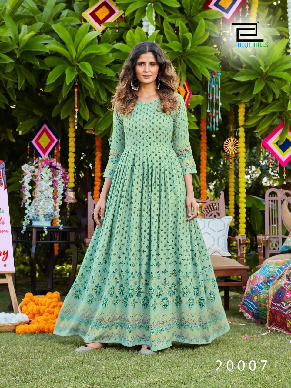 Blue Hills Walkway Vol 20  Long Gown Kurti Design Catalog