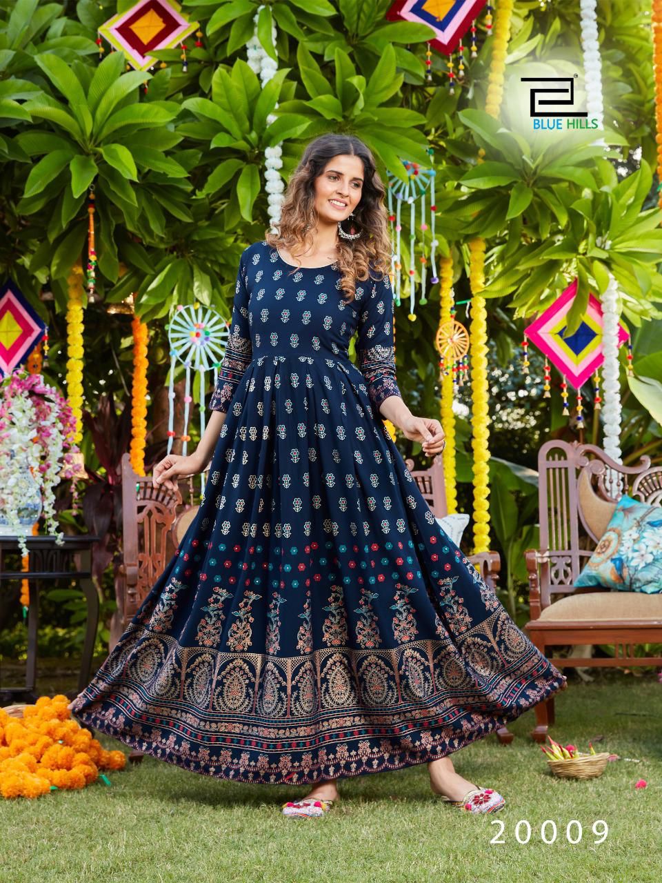 Blue Hills Walkway Vol 20  Long Gown Kurti Design Catalog