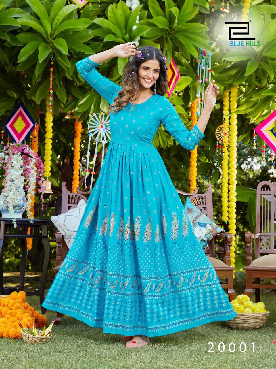 Blue Hills Walkway Vol 20  Long Gown Kurti Design Catalog