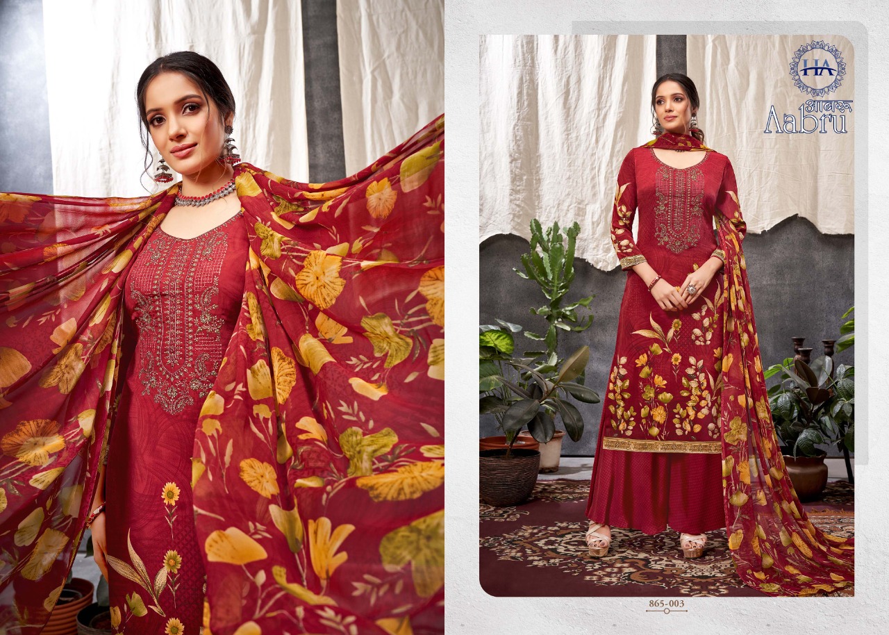 Harshit Aabru French Crep Digital Dress Material Catalog