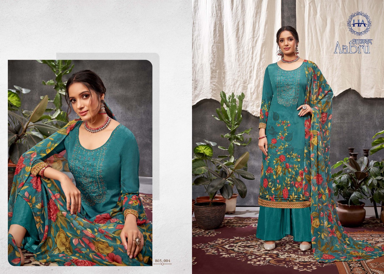Harshit Aabru French Crep Digital Dress Material Catalog