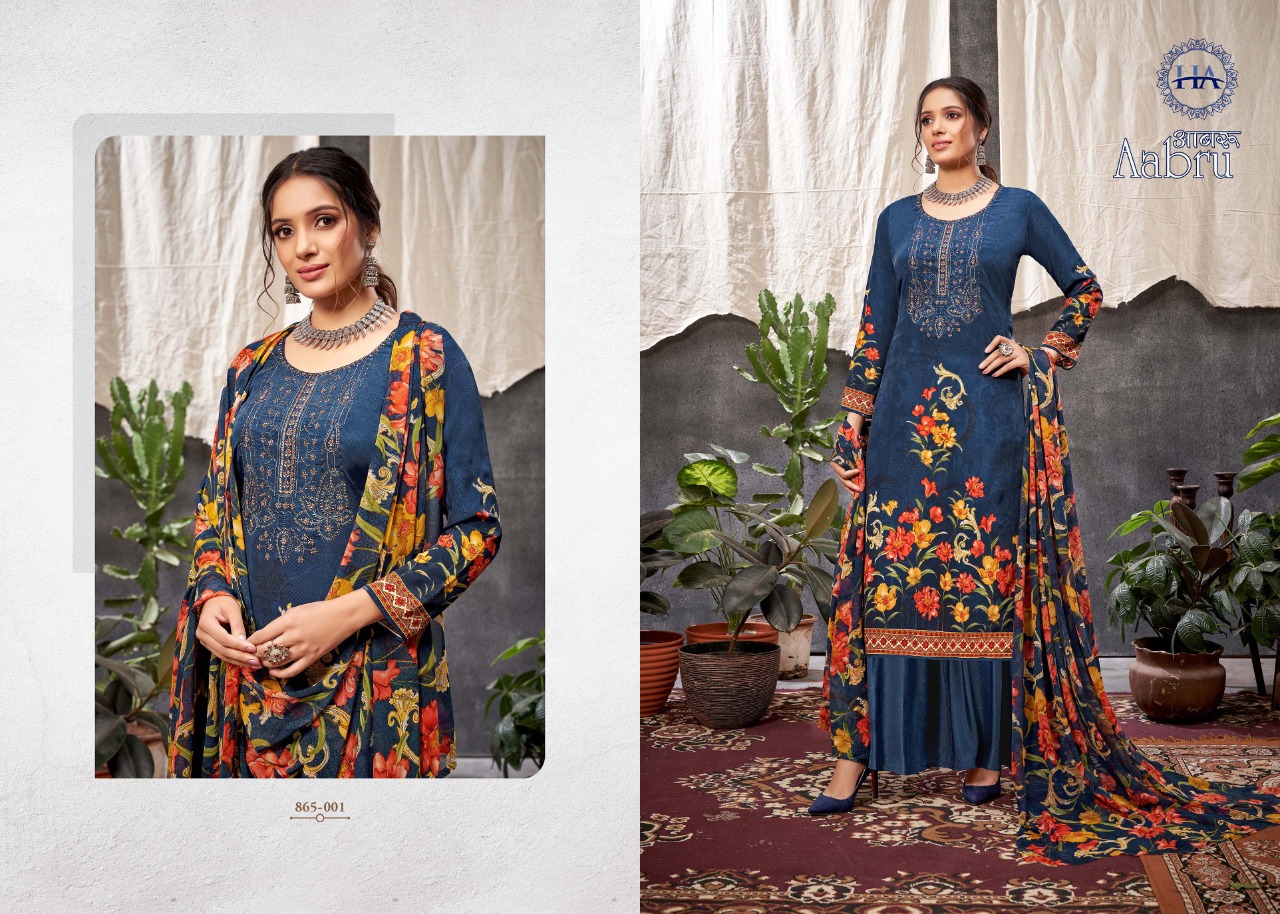 Harshit Aabru French Crep Digital Dress Material Catalog