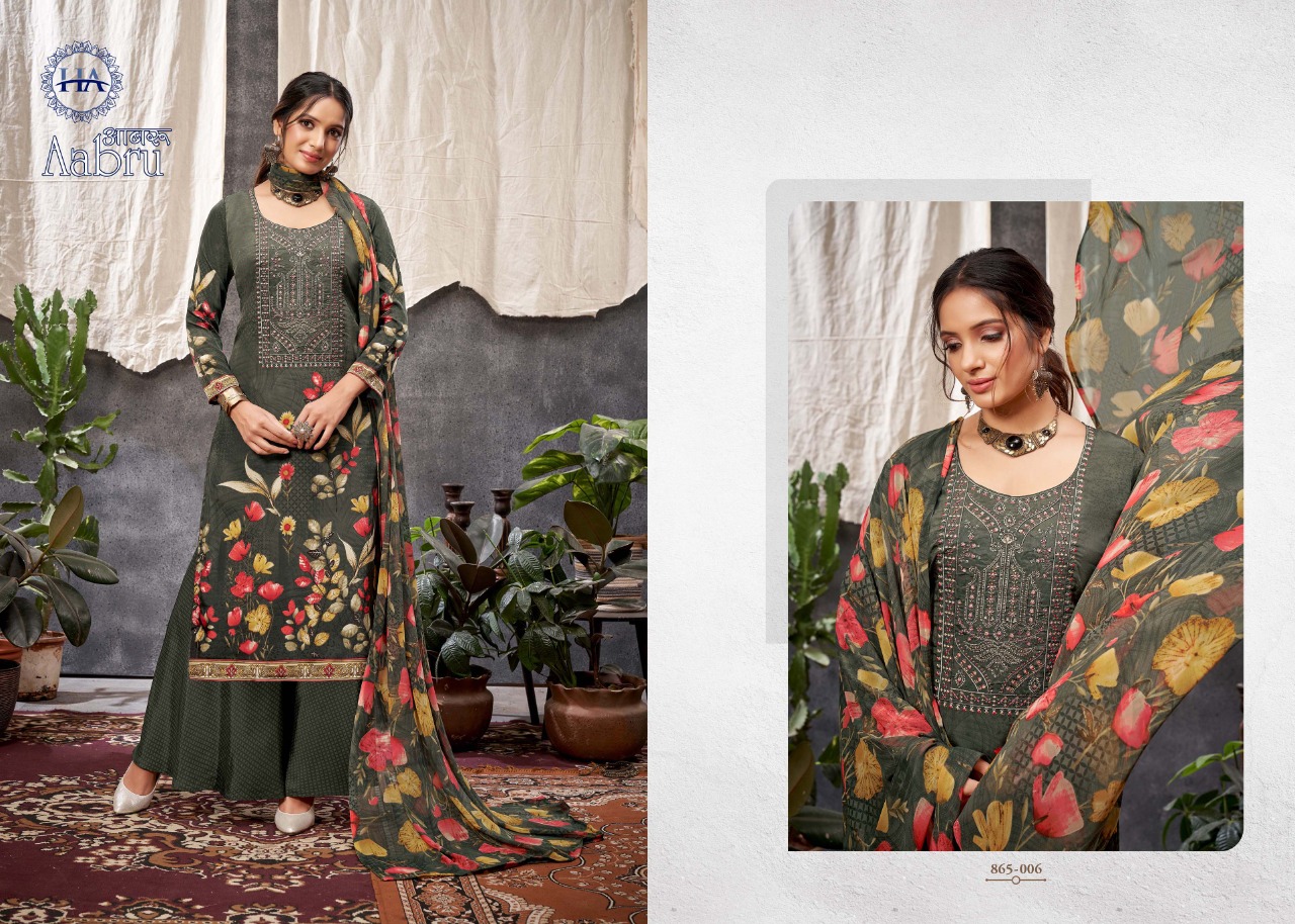 Harshit Aabru French Crep Digital Dress Material Catalog