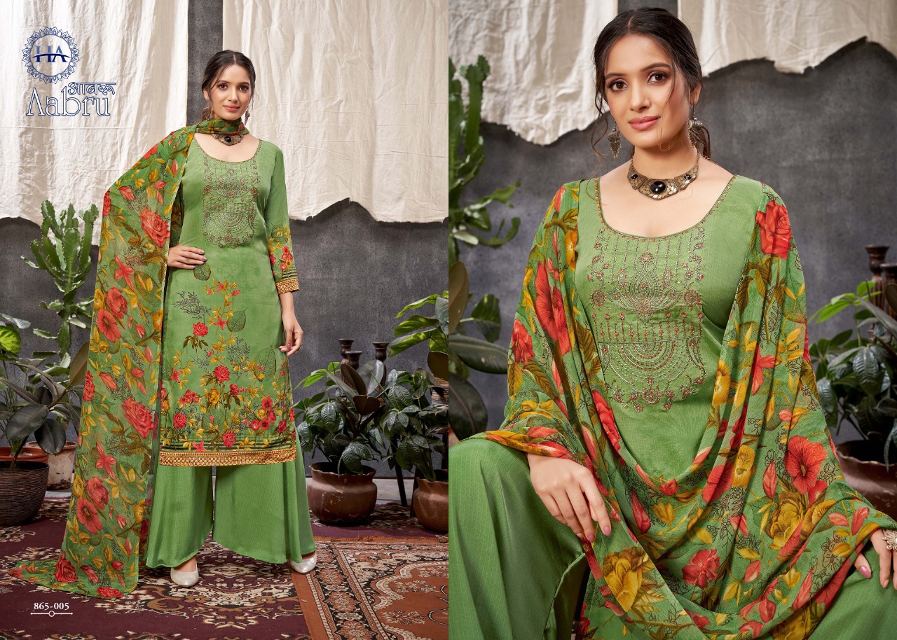 Harshit Aabru French Crep Digital Dress Material Catalog