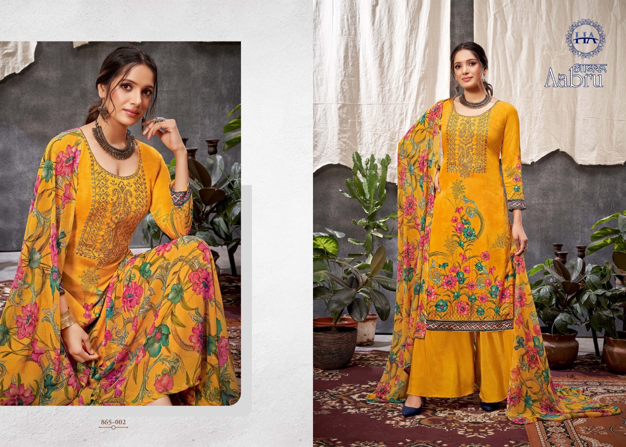 Harshit Aabru French Crep Digital Dress Material Catalog