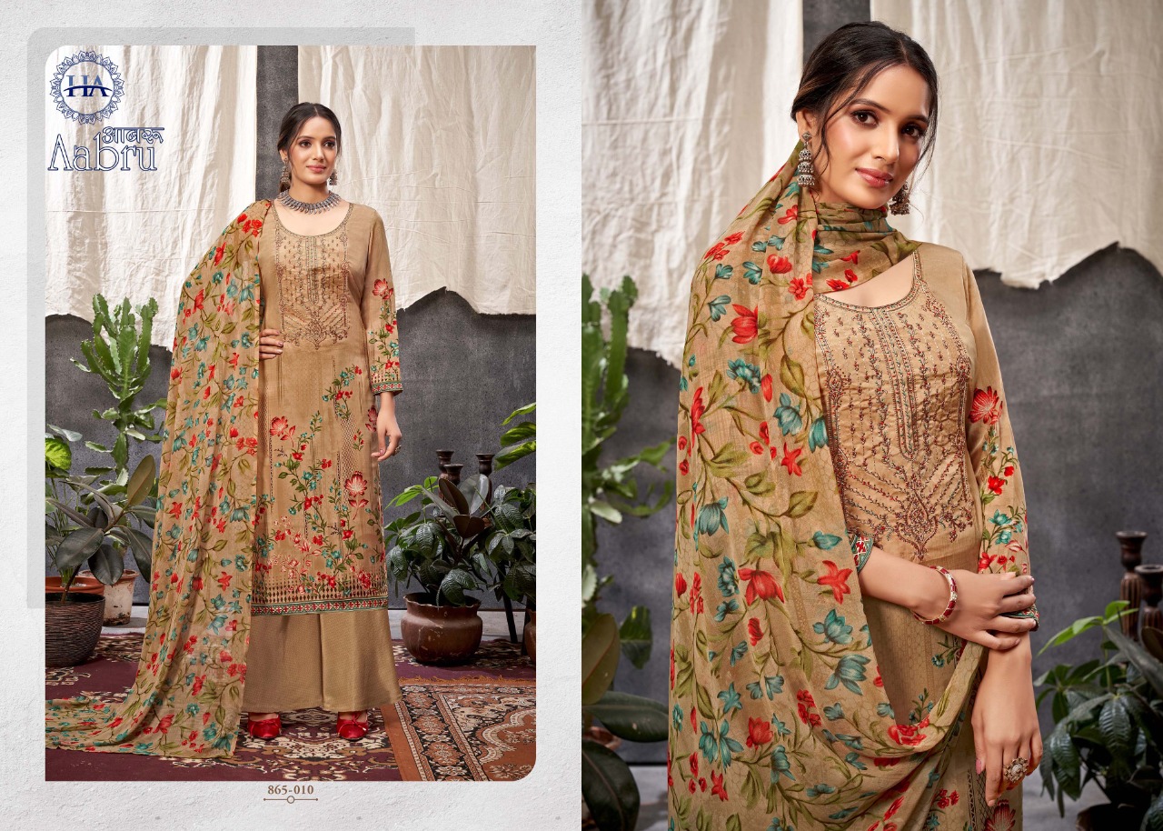 Harshit Aabru French Crep Digital Dress Material Catalog