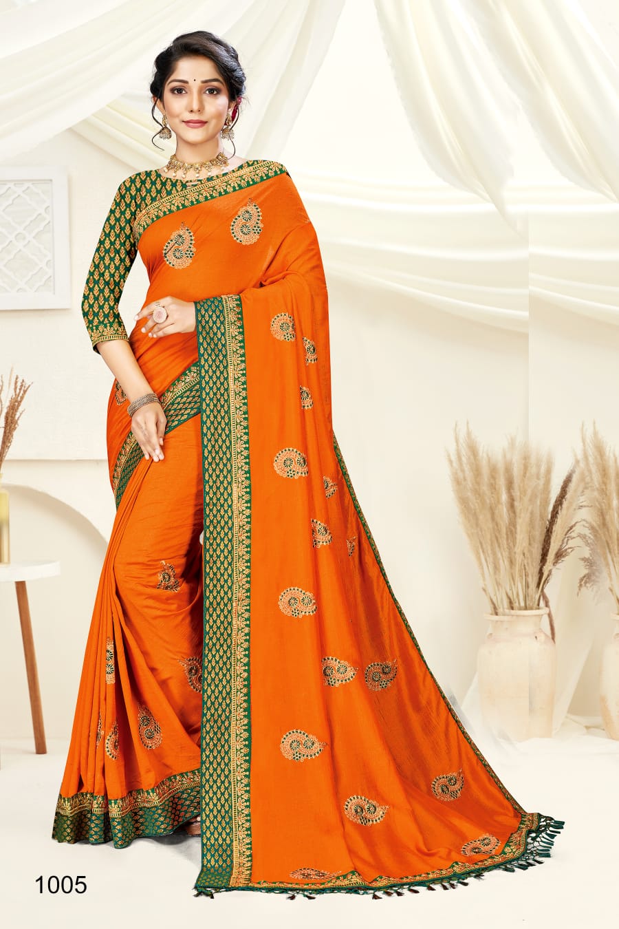 Ranjna Mark-up Fancy Border Butta Broket Blouse Heavy Diamond Super Hit Collecton