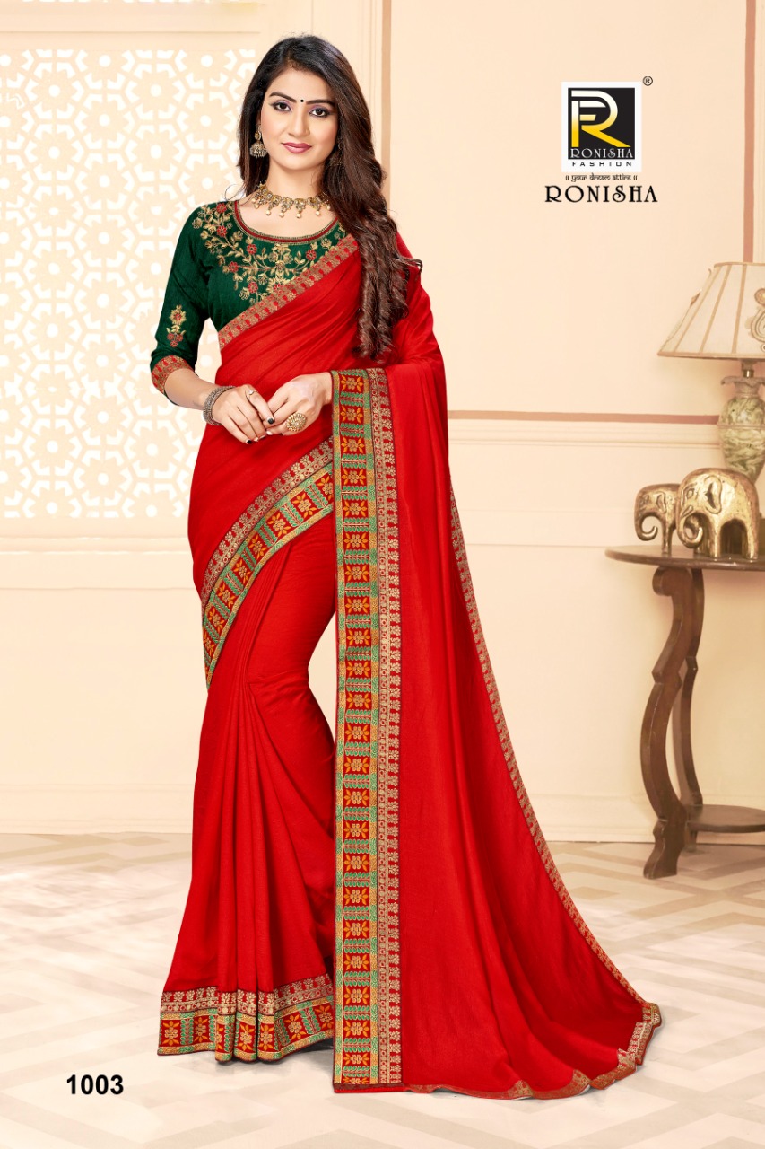 Ranjna Deepsy Fancy Border Work Blouse Fastive Wear Vichitra Silk Saree Collction