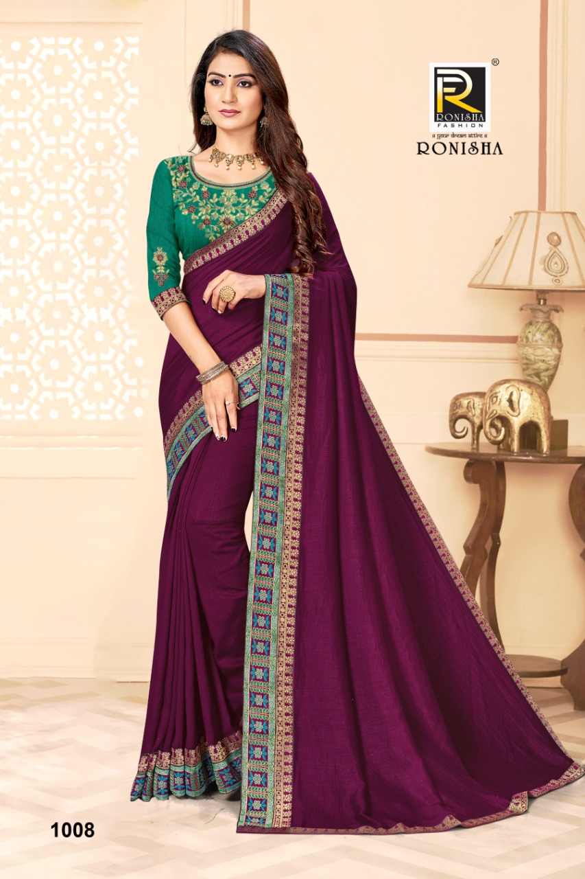 Ranjna Deepsy Fancy Border Work Blouse Fastive Wear Vichitra Silk Saree Collction