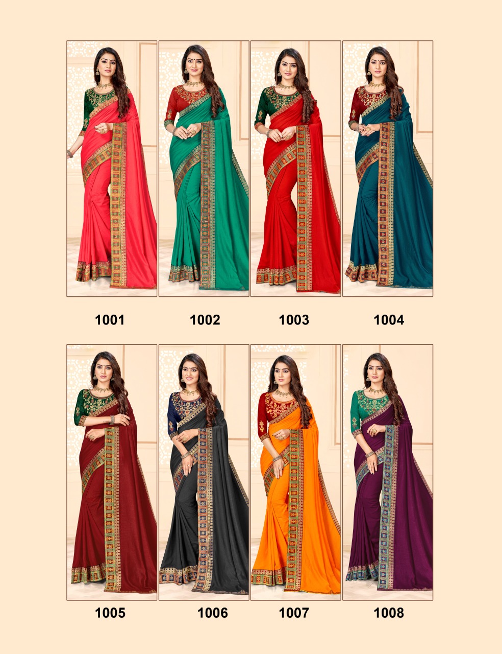 Ranjna Deepsy Fancy Border Work Blouse Fastive Wear Vichitra Silk Saree Collction
