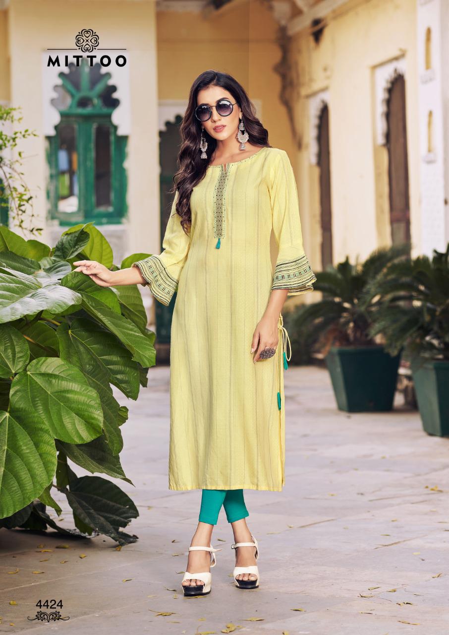 Mittoo Mayurika Vol  4 Designer Viscose Embroidery Buy New Fancy Kurti  Catalog