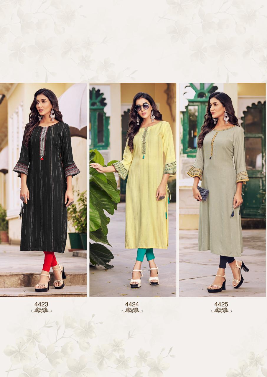 Mittoo Mayurika Vol  4 Designer Viscose Embroidery Buy New Fancy Kurti  Catalog