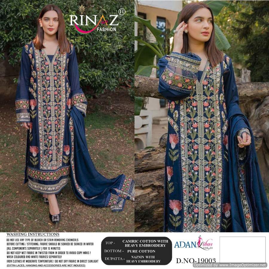Rinaz Adan Libas Vol  10 Digital Print Embroidery Pakistani Salwar Suits Catalog