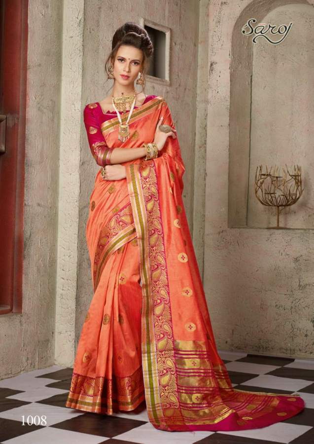 Saroj Alakhnanda Festive Wear Cotton Silk Saree Catalog
