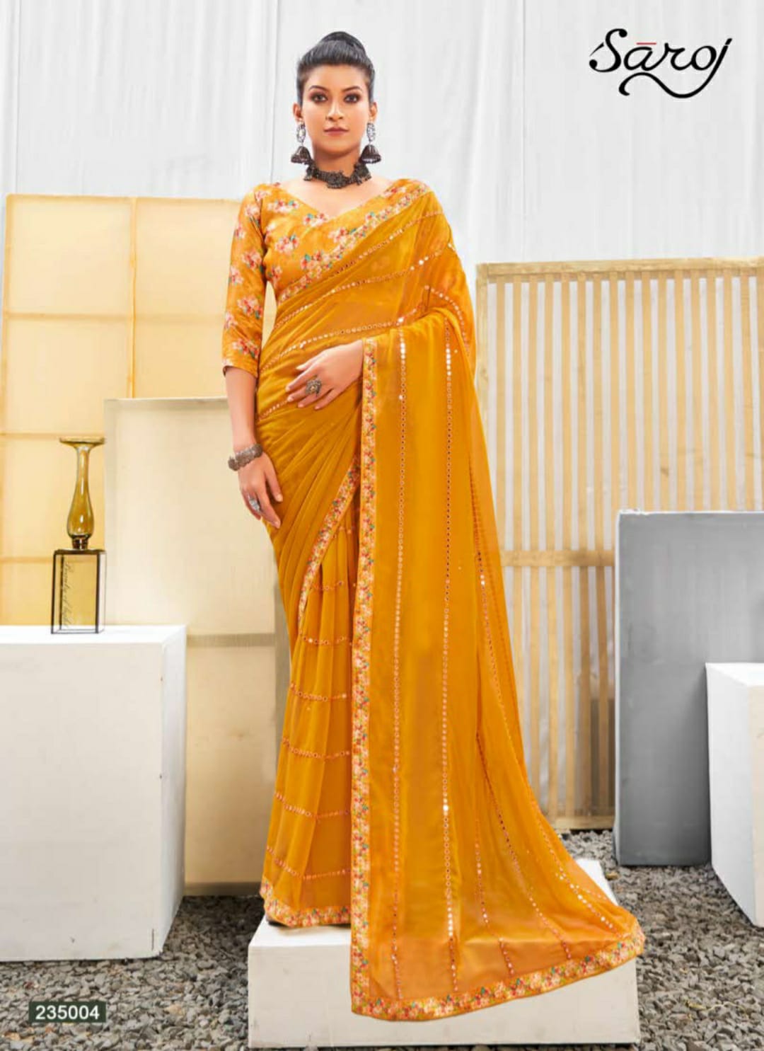 Saroj Gulika Festive Wear Georgette Saree Catalog