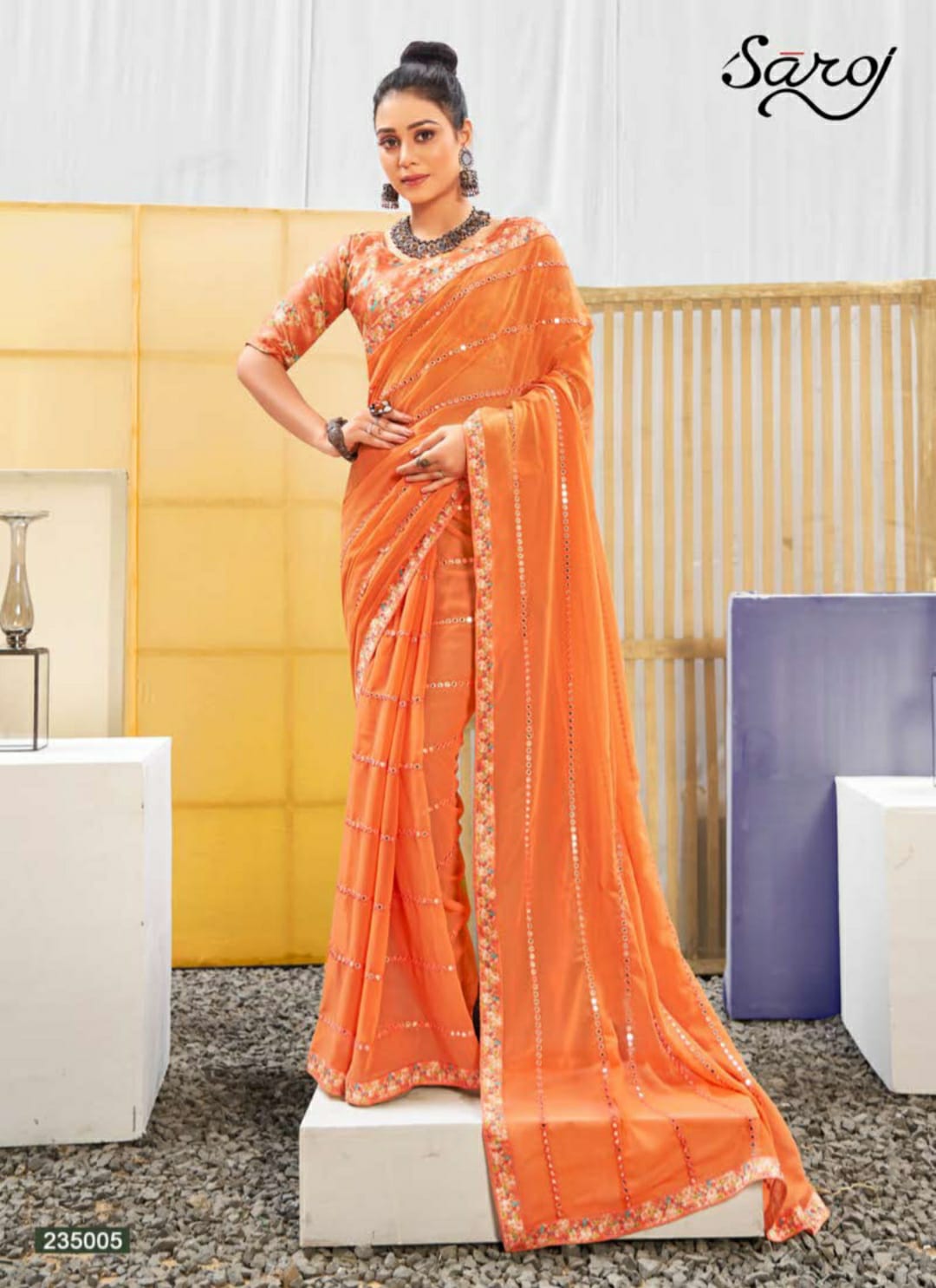Saroj Gulika Festive Wear Georgette Saree Catalog