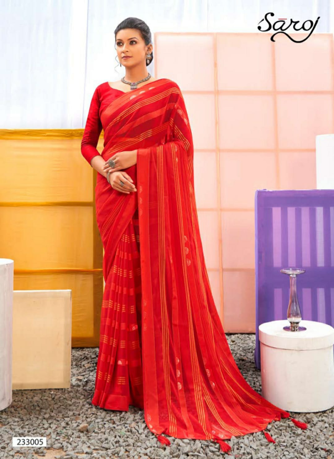 Saroj Marina Casual Wear Weightless Georgette Saree Catalog