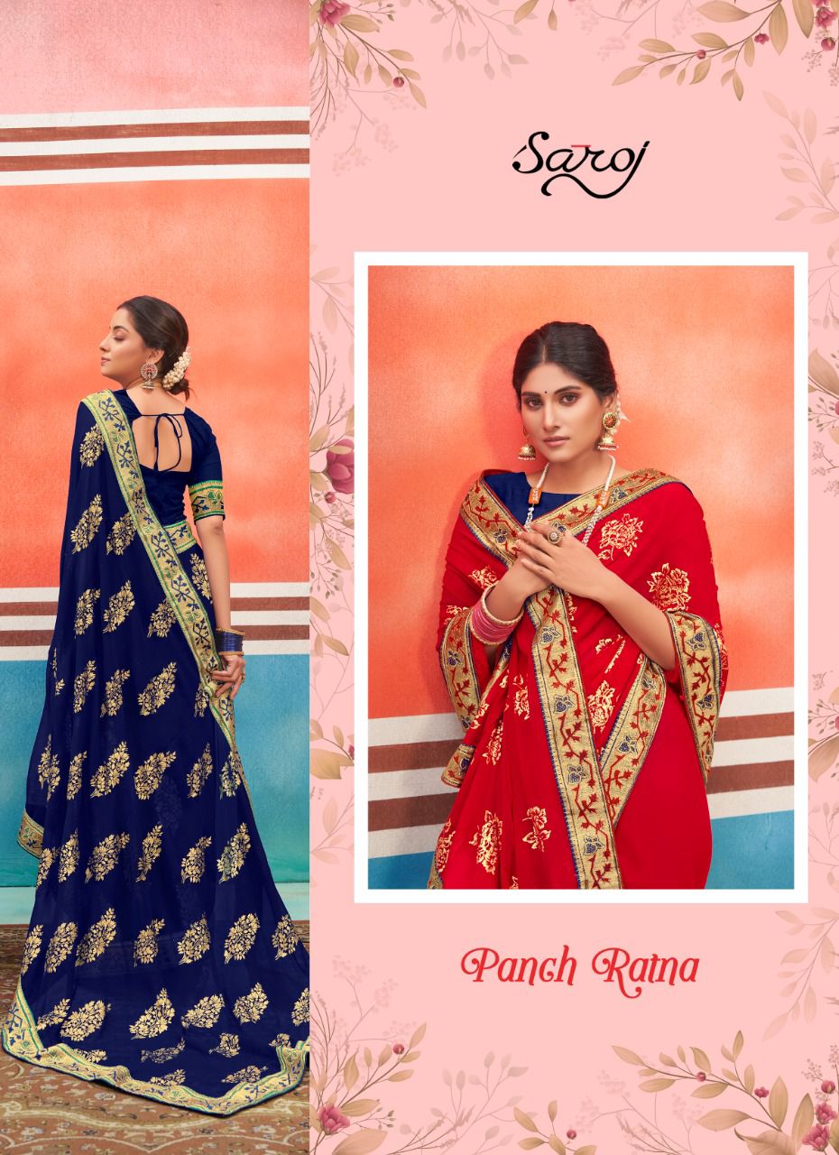 Saroj Panch Ratna Casual Wear Georgette Saree Catalog