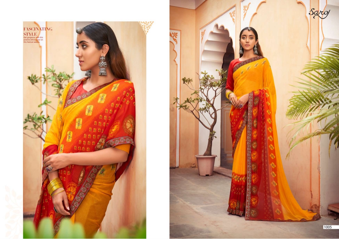 Saroj Sarangi Casual Wear Georgette Saree Catalog