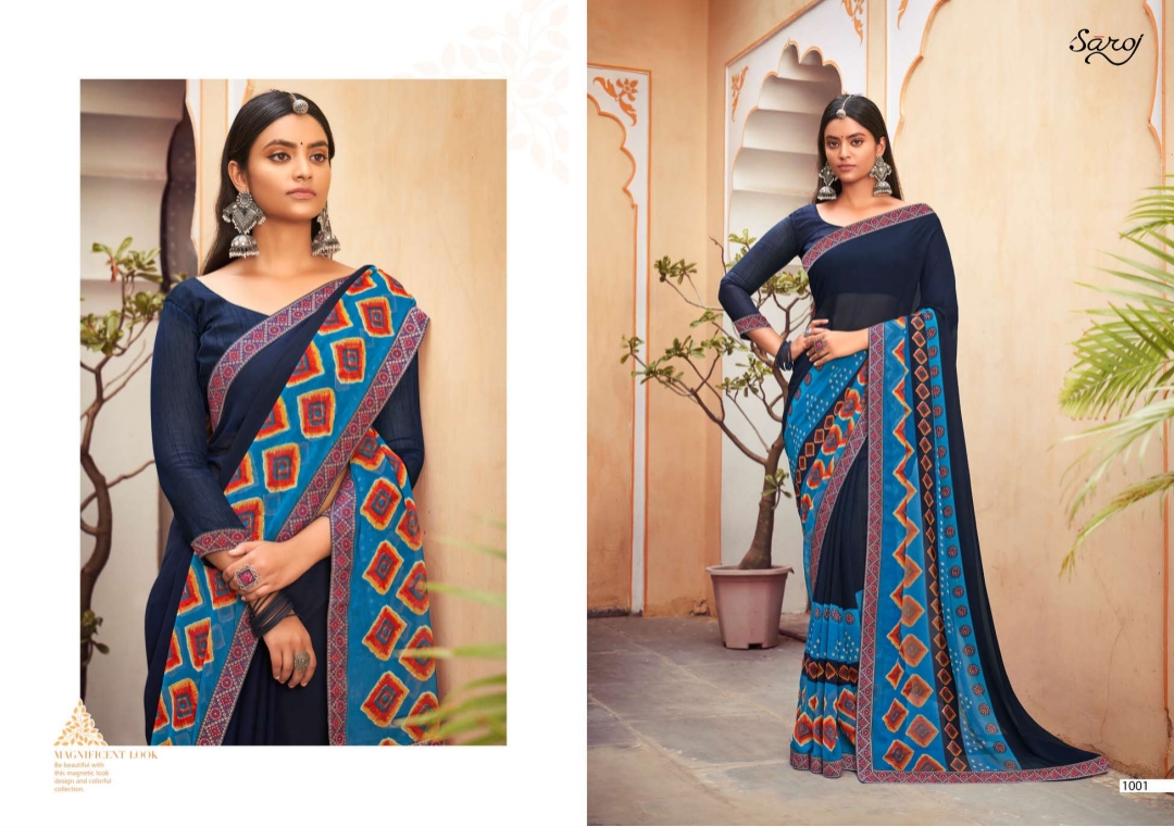 Saroj Sarangi Casual Wear Georgette Saree Catalog