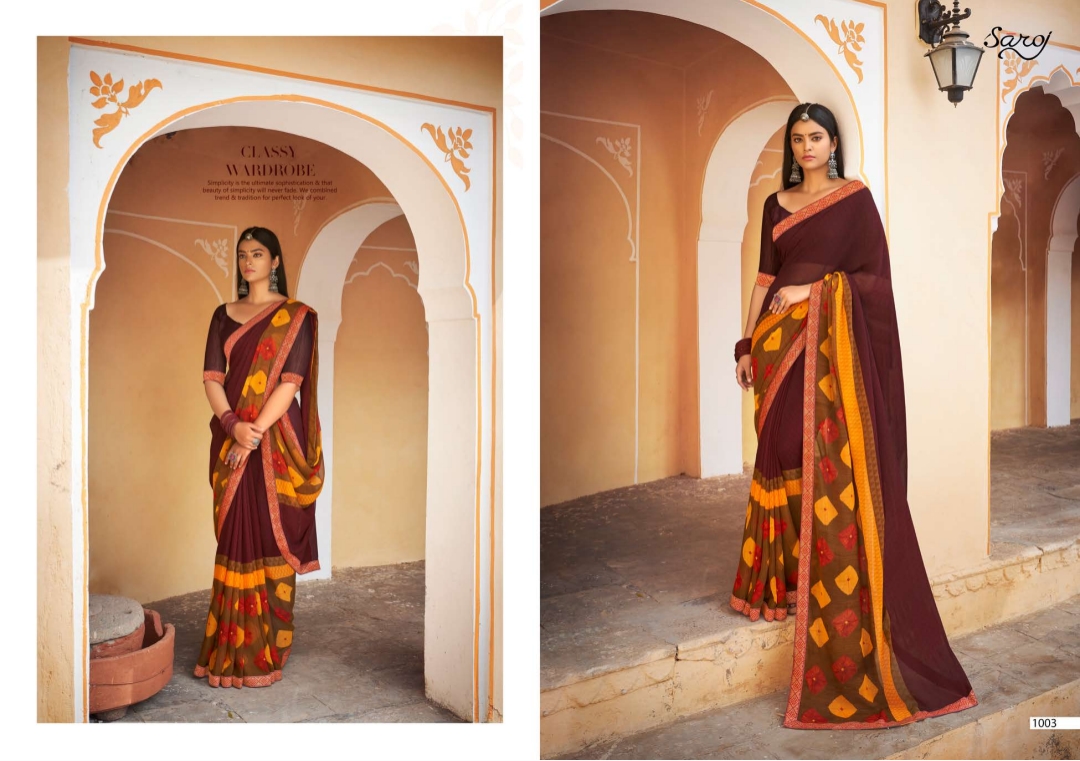 Saroj Sarangi Casual Wear Georgette Saree Catalog