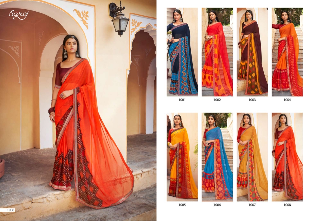 Saroj Sarangi Casual Wear Georgette Saree Catalog