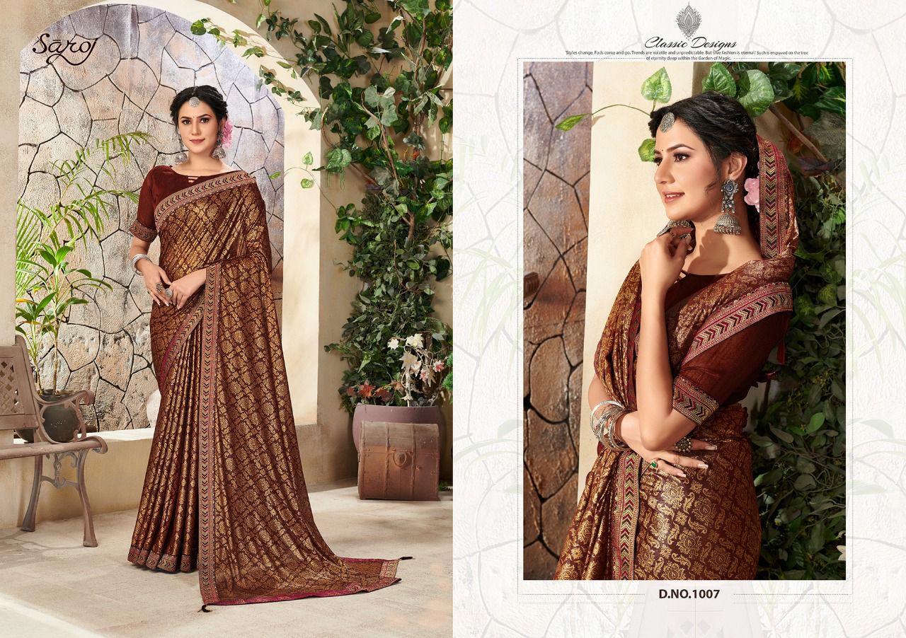 Saroj Shaista Festive Wear Lyrca Printed Saree Catalog