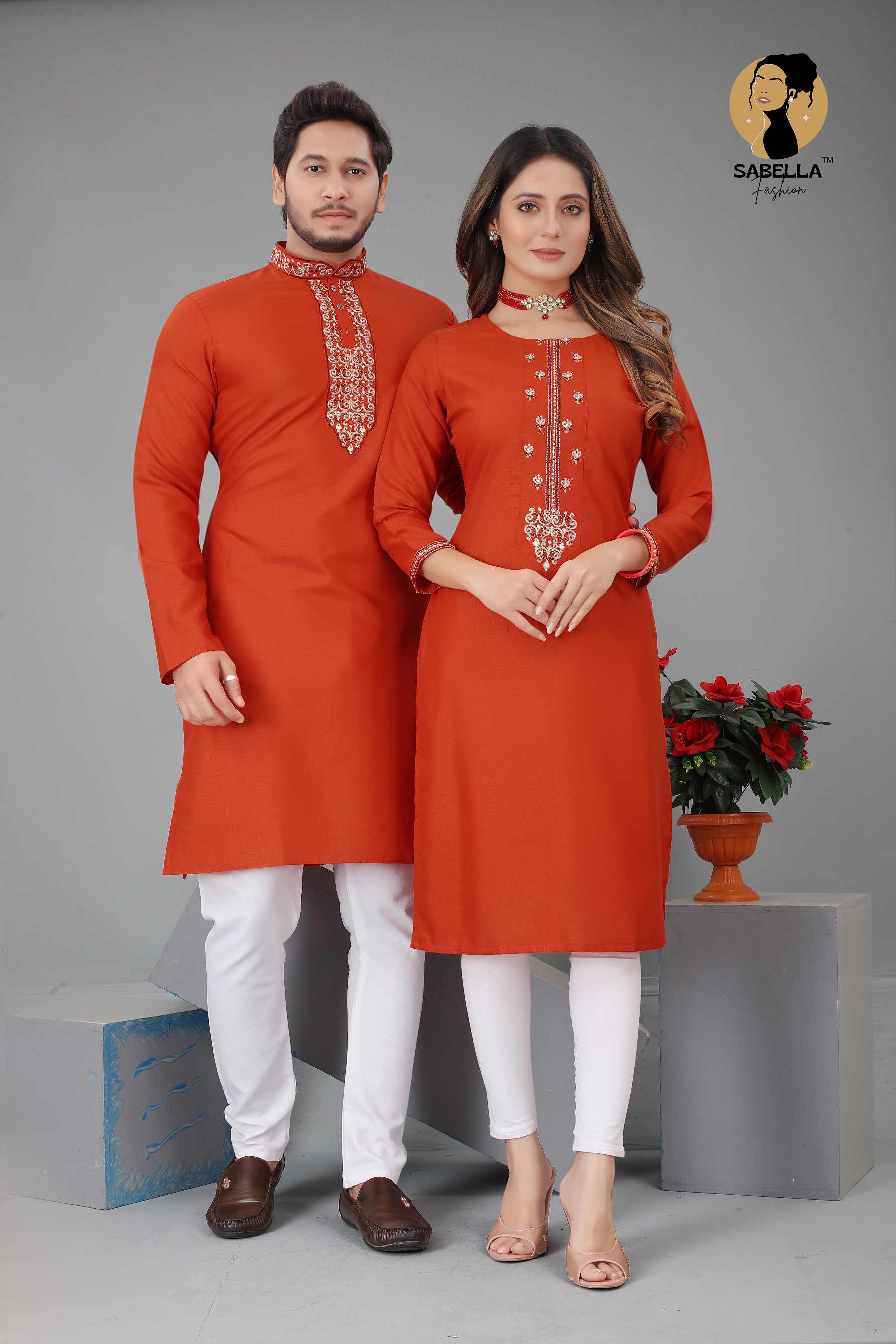 Sabella  Savariya Vol-14  Couple Kurta With Kurti With Embroidery Work Buy Couple Combo Collection