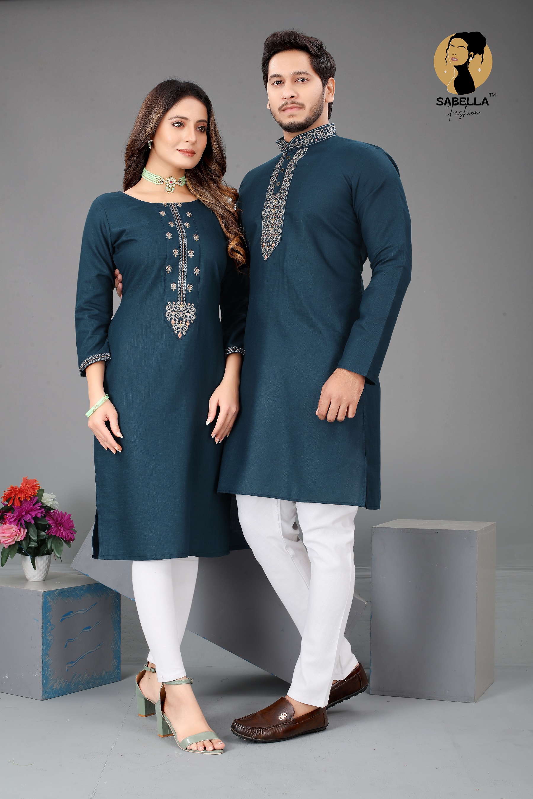 Sabella  Savariya Vol-14  Couple Kurta With Kurti With Embroidery Work Buy Couple Combo Collection