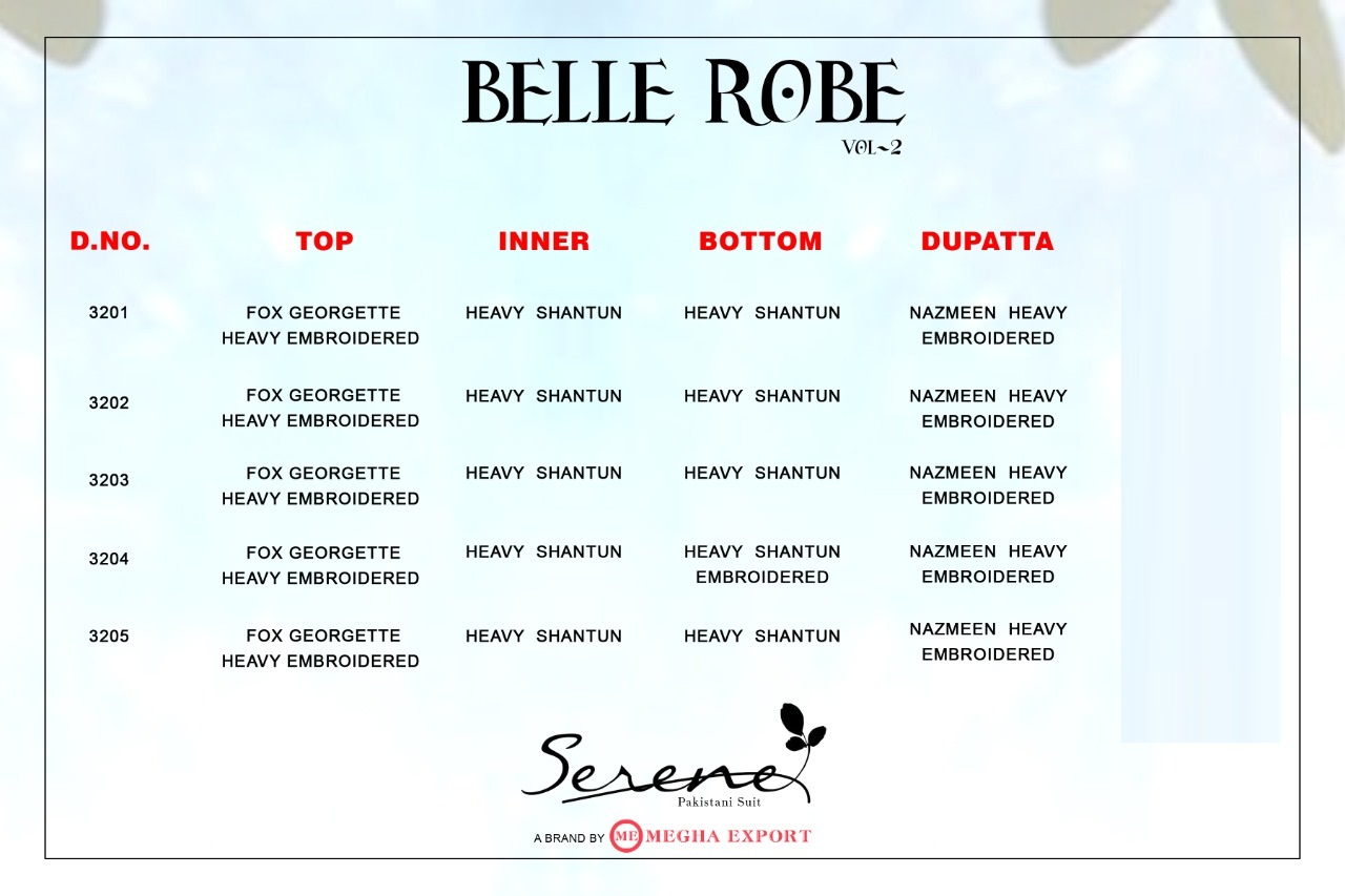 Serene Belle Rose Vol  2 Georgette  Pakistani Salwar Suits Catalog