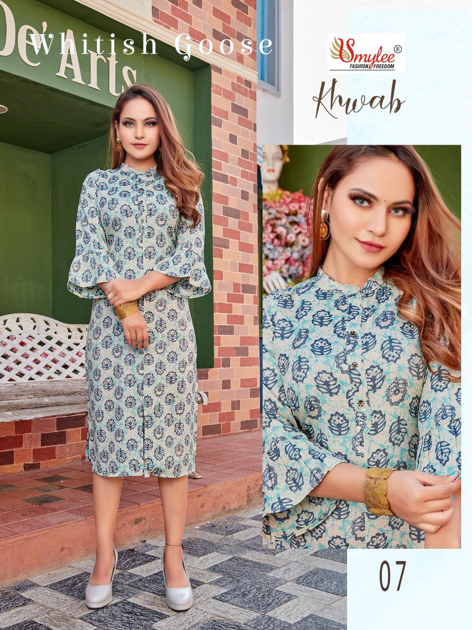 Smylee Khwab Heavy Rayon With Foil Print For Daily Wear Kurti Catalog