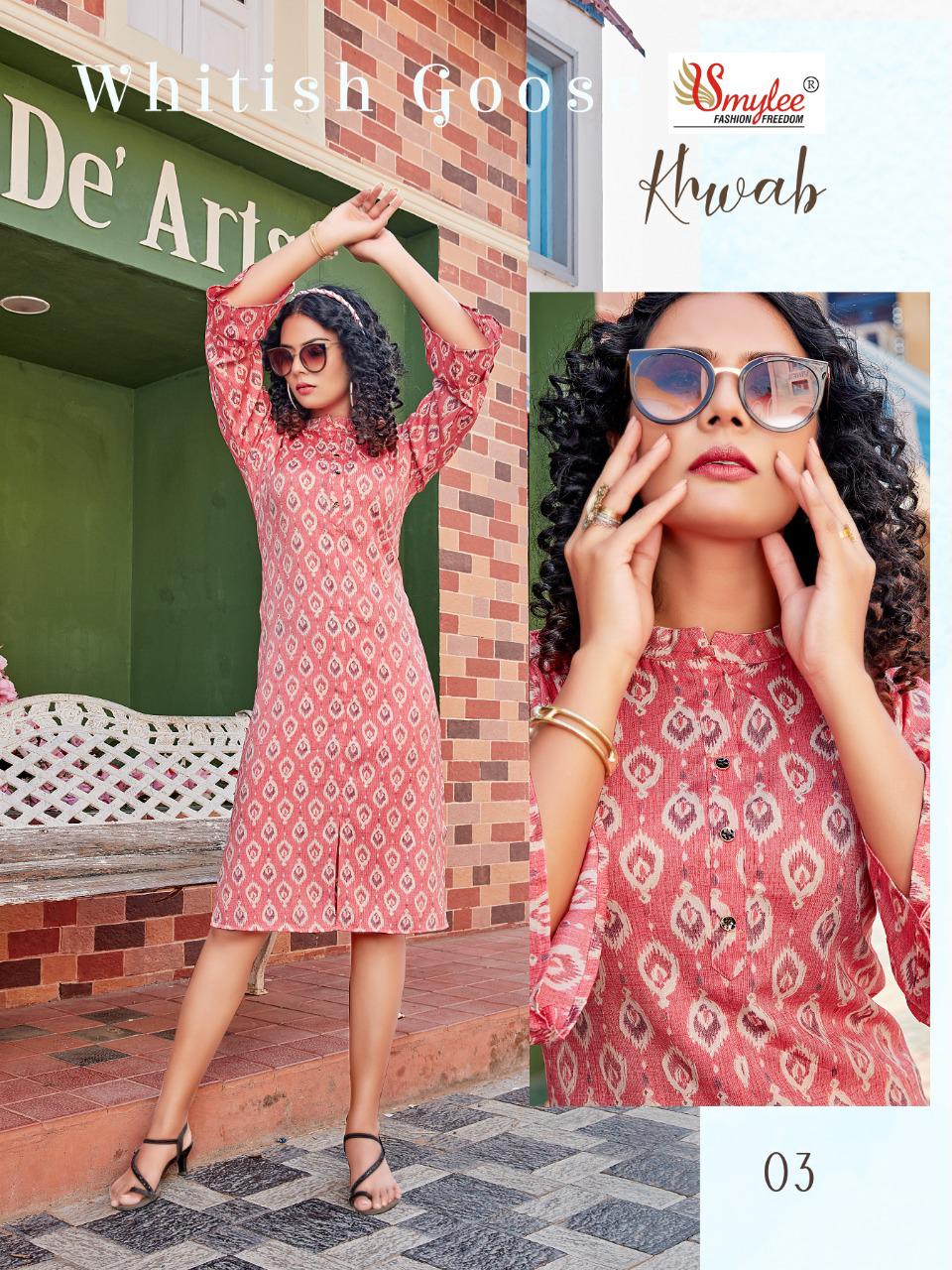 Smylee Khwab Heavy Rayon With Foil Print For Daily Wear Kurti Catalog