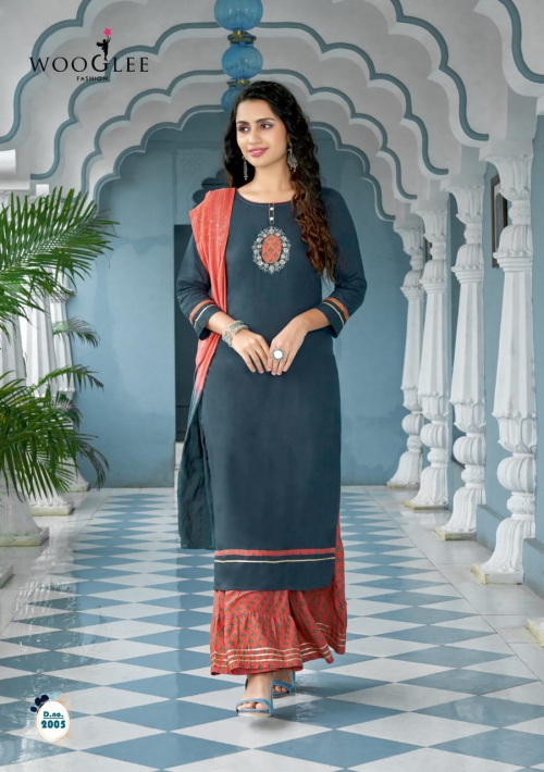 Wooglee Saavree Vol 1 Fancy Wear Ready Made Kurti Sharara With Dupatta Catalog