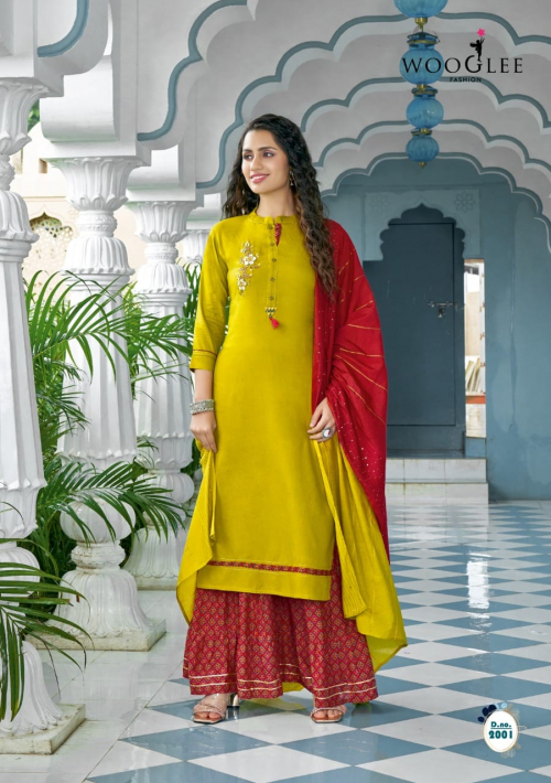 Wooglee Saavree Vol 1 Fancy Wear Ready Made Kurti Sharara With Dupatta Catalog