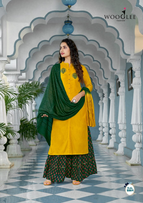 Wooglee Saavree Vol 1 Fancy Wear Ready Made Kurti Sharara With Dupatta Catalog
