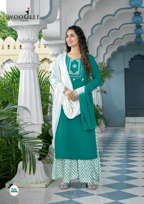 Wooglee Saavree Vol 1 Fancy Wear Ready Made Kurti Sharara With Dupatta Catalog