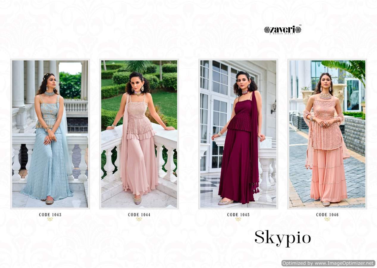 Zaveri Skypio Exclusive Georgette  Ready Madetop Bottom With Duptta