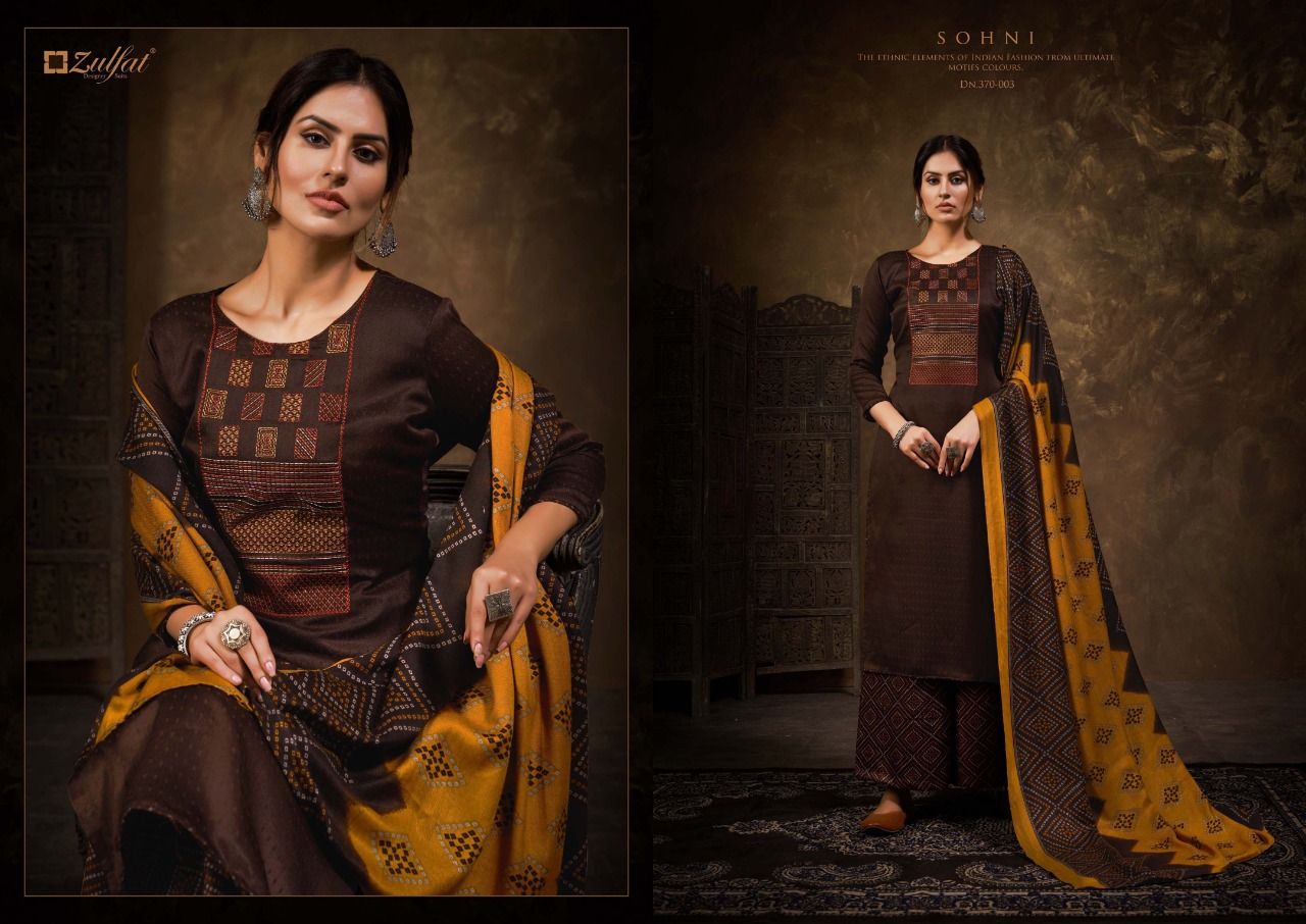 Zulfat Sohni  Vol 7 Beautiful  Embroidery Pashmina Dress Material Catalog