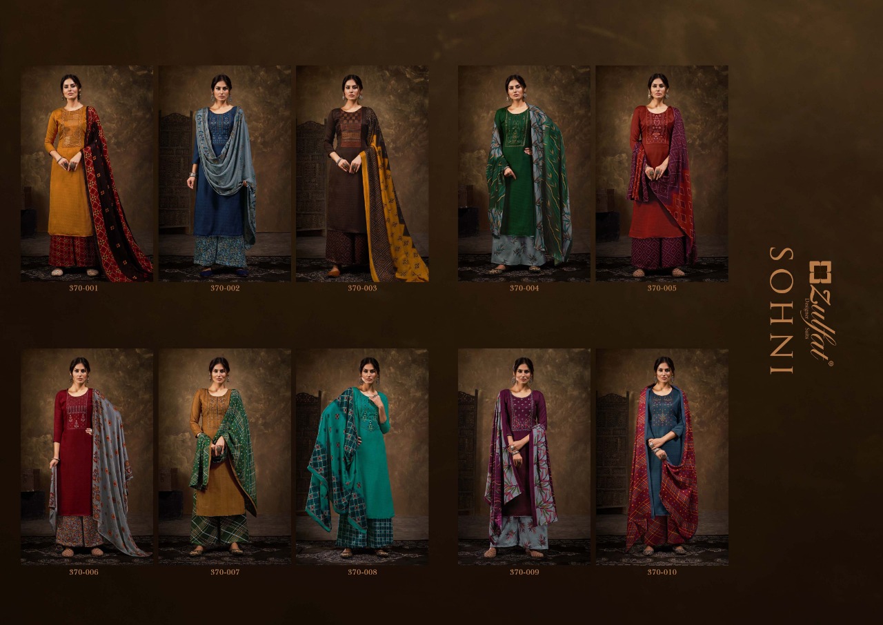Zulfat Sohni  Vol 7 Beautiful  Embroidery Pashmina Dress Material Catalog