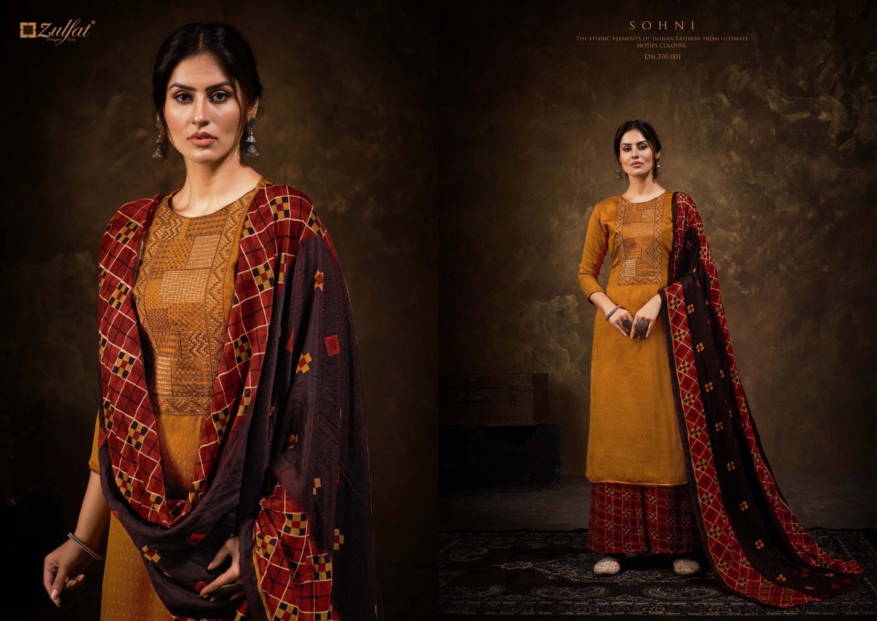 Zulfat Sohni  Vol 7 Beautiful  Embroidery Pashmina Dress Material Catalog