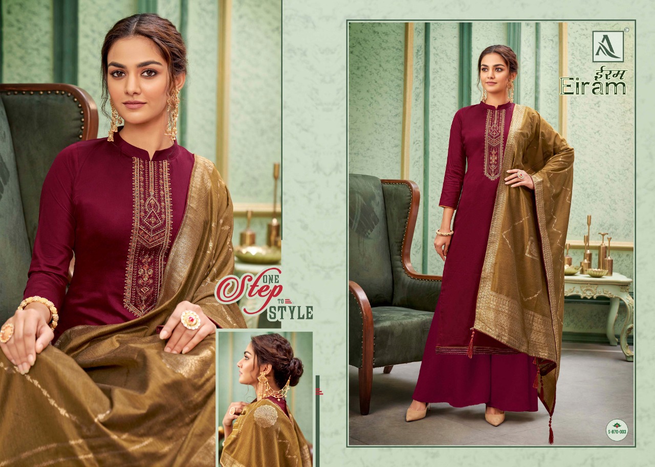 Alok Eiram Fancy Cotton Embroidery Festive Wear Dress Material Catalog