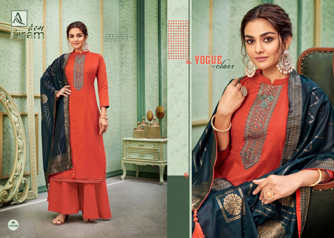 Alok Eiram Fancy Cotton Embroidery Festive Wear Dress Material Catalog