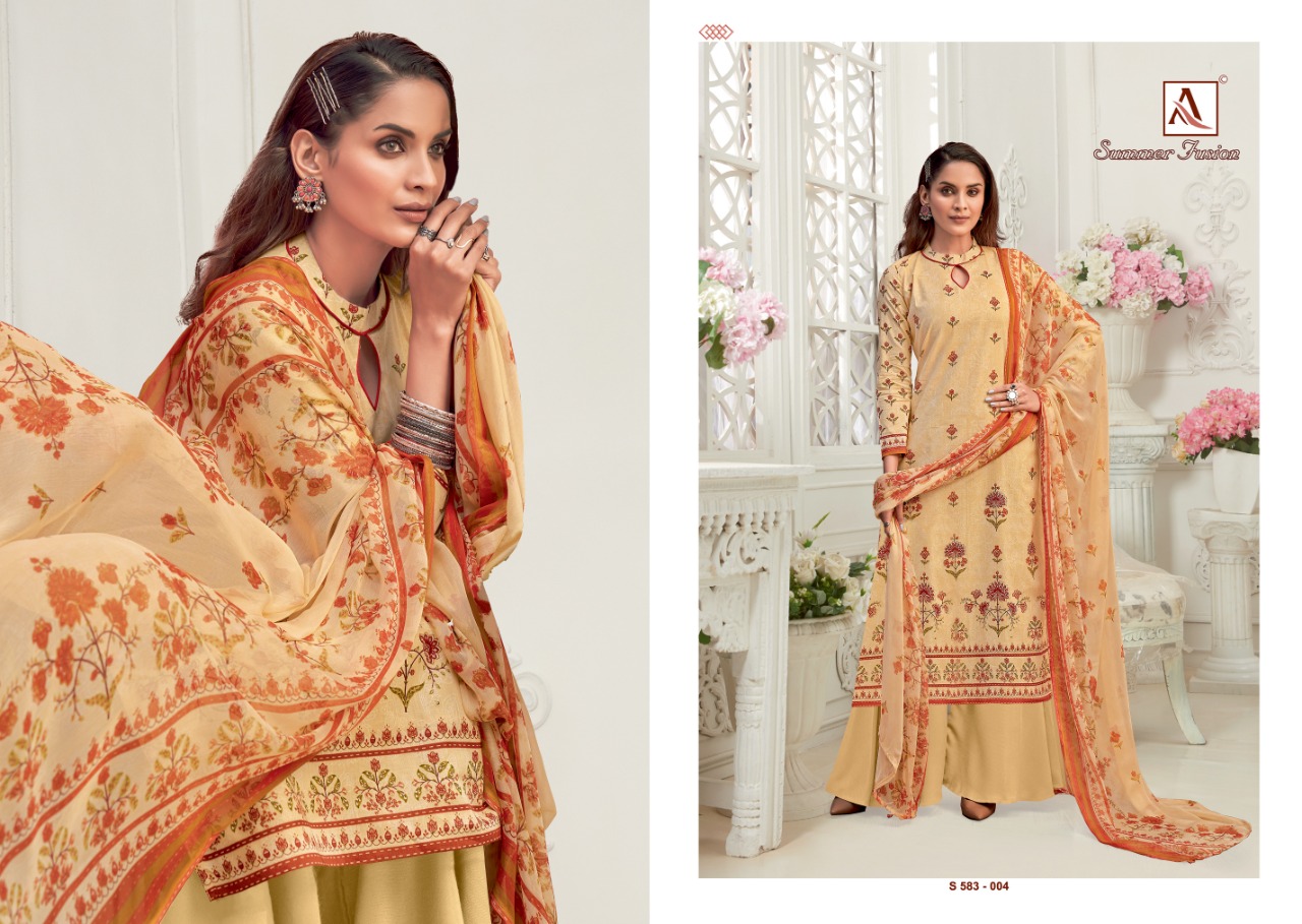 Alok Summer Fusion Digital Cambric Cotton Drees Material Catalog