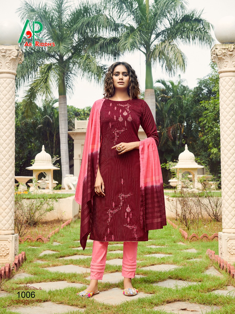 Art Riddh's Kalamakri Beautiful Cotton Readymade  Top Bottom With Duptta Catalog