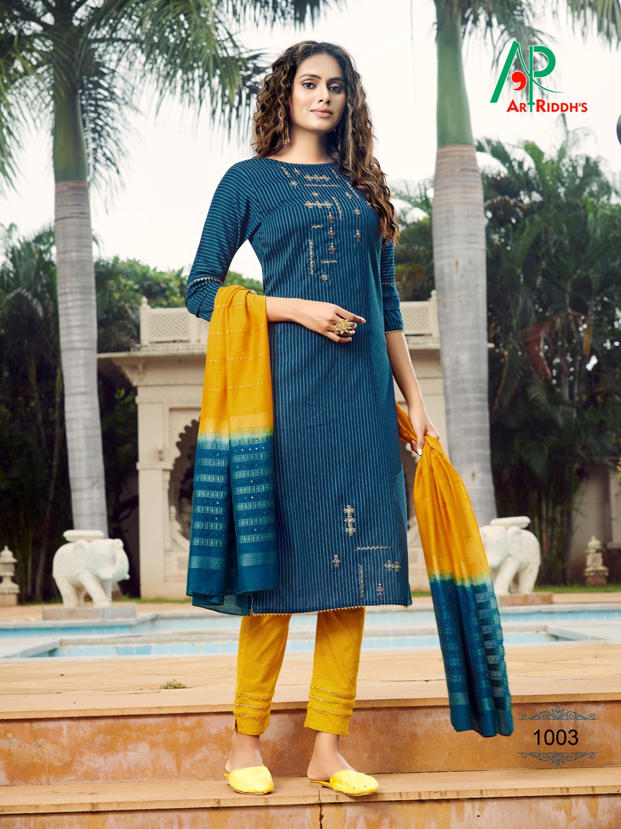 Art Riddh's Kalamakri Beautiful Cotton Readymade  Top Bottom With Duptta Catalog