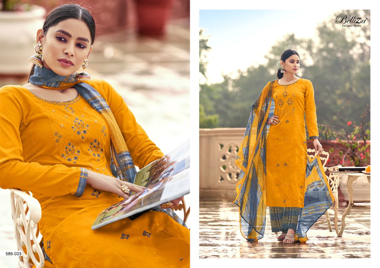 Belliza Aadhya Premium Jam Cotton Designer Dress Material Catlog