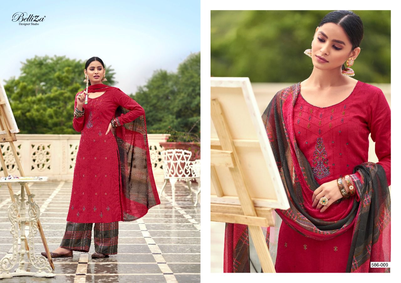 Belliza Aadhya Premium Jam Cotton Designer Dress Material Catlog