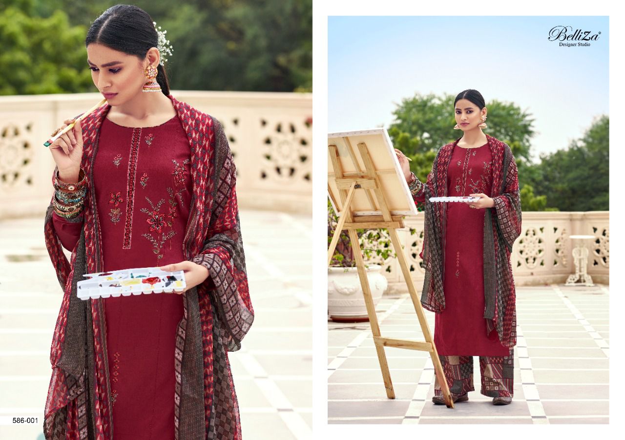 Belliza Aadhya Premium Jam Cotton Designer Dress Material Catlog