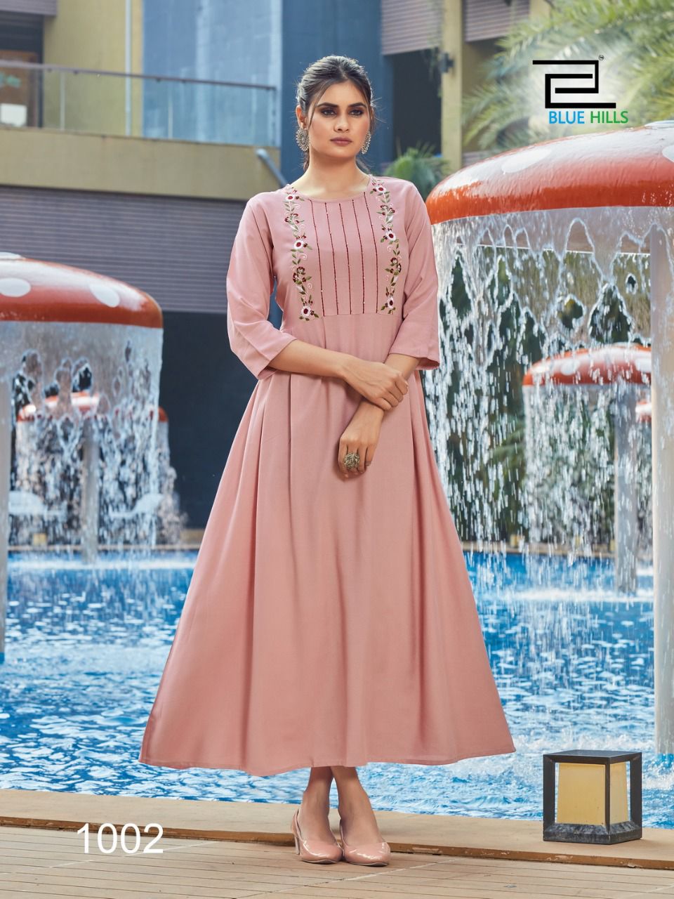 Blue Hills Eye Catching Ethnic Wear Long  Anaraklai  Kurti Catalog