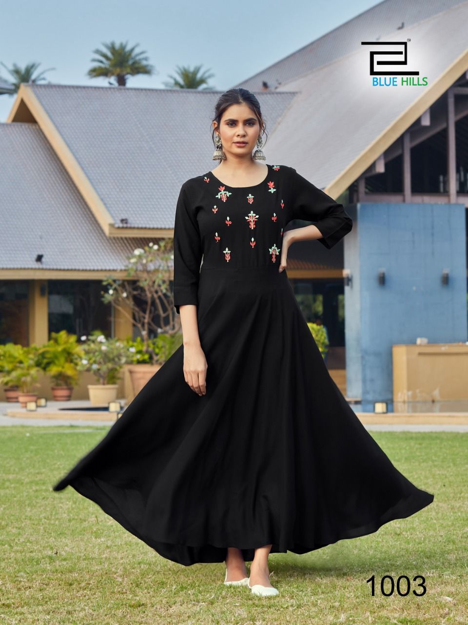 Blue Hills Eye Catching Ethnic Wear Long  Anaraklai  Kurti Catalog